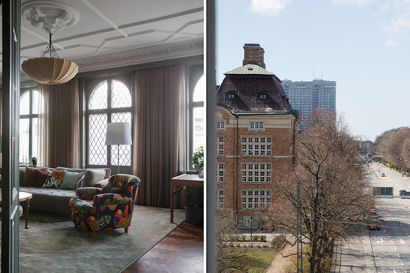 瑞典马尔默中心古典奢华风格的暗色调公寓设计-11