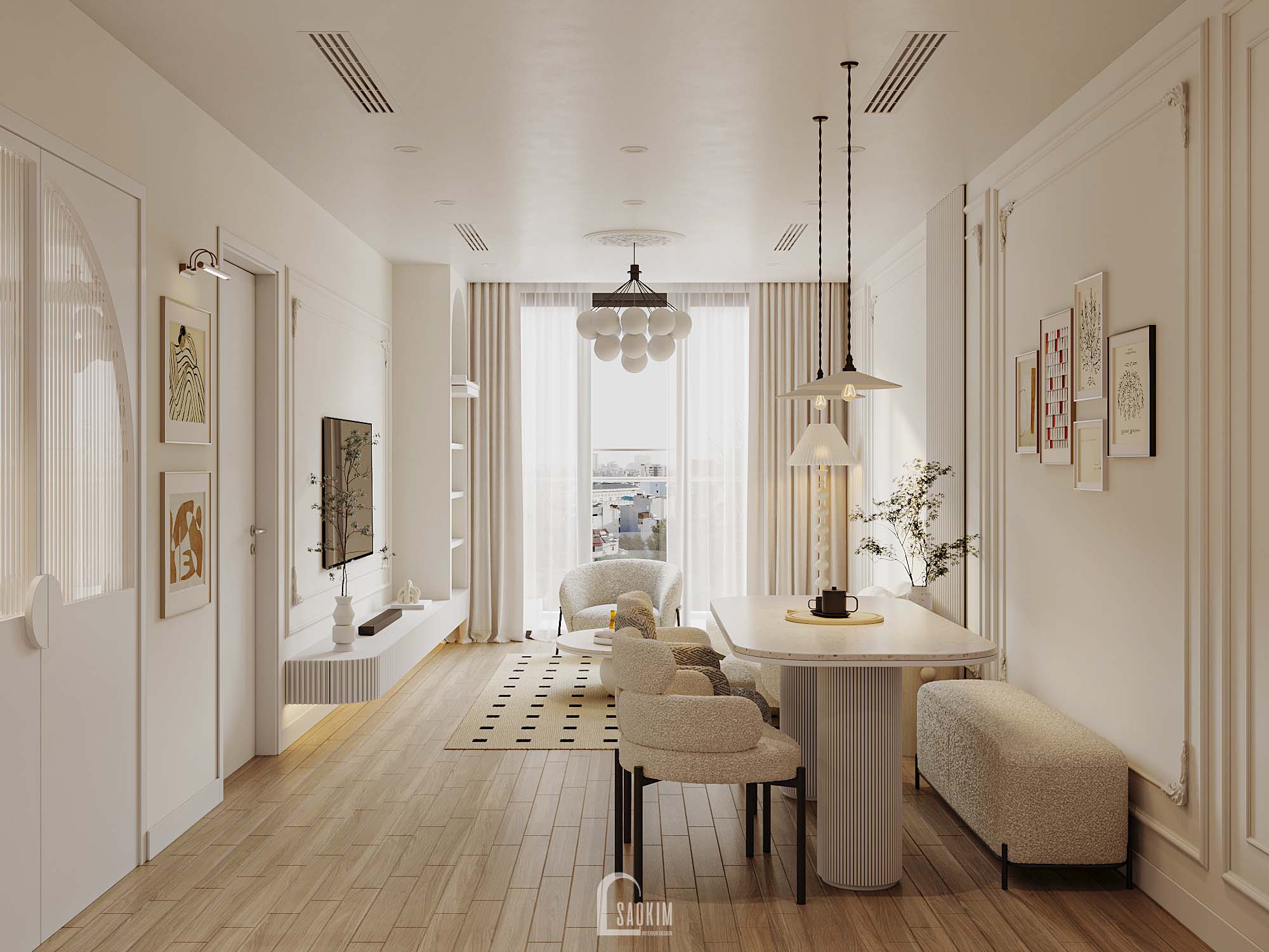 Korea Chic x Parisian style apartment Green Diamond-11