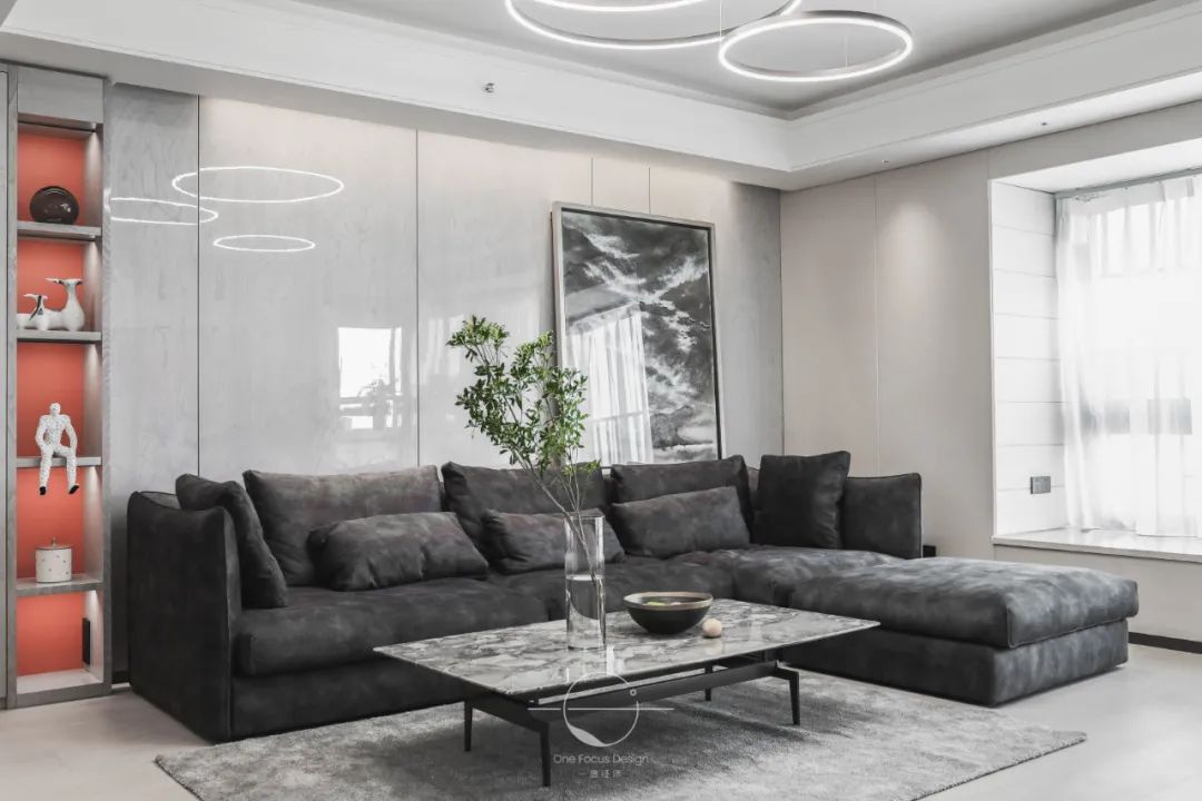 香山美墅 166㎡现代轻奢空间，雅致灰调与绿植的完美融合-12