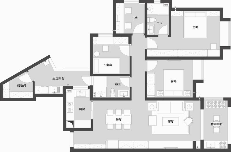 武汉木羽设计 | 140 平现代简约婚房，实现多功能需求-8