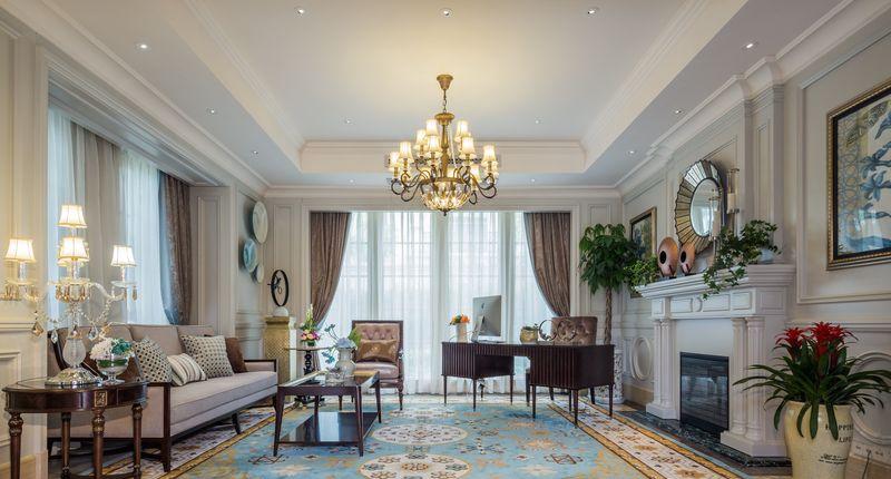 简美风格中的蓝金搭配——桃花源别墅G户型售楼处设计-22