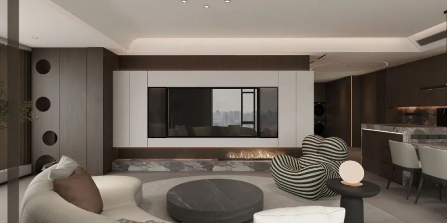 215㎡意式轻奢风格|时代中心,意木华彩-10