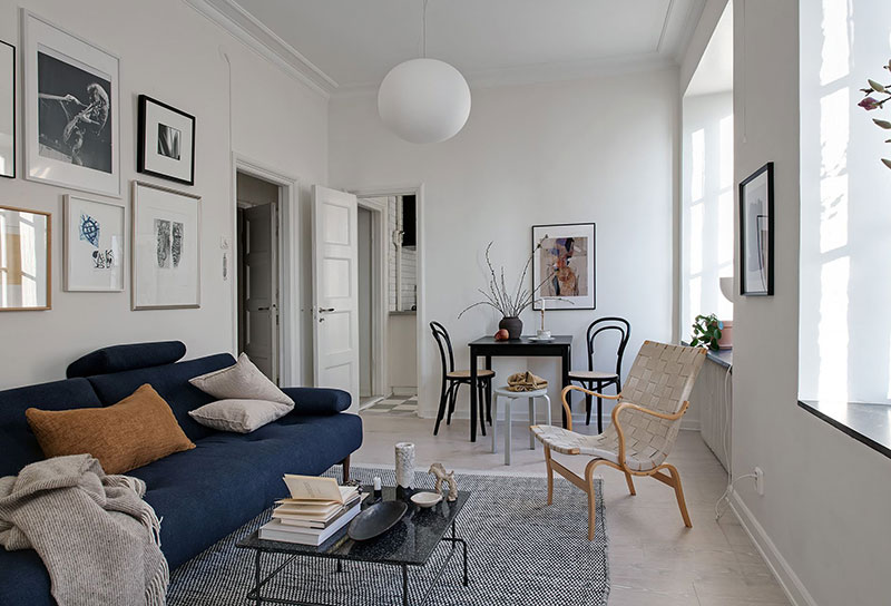 瑞典简约灰调一居室公寓-3