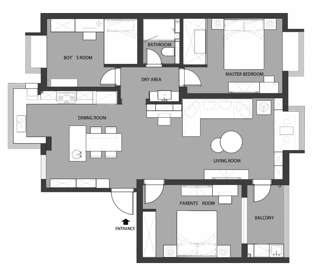 南京 124㎡现代美式混搭家居，开放式厨房、飘窗改造亮点多-10