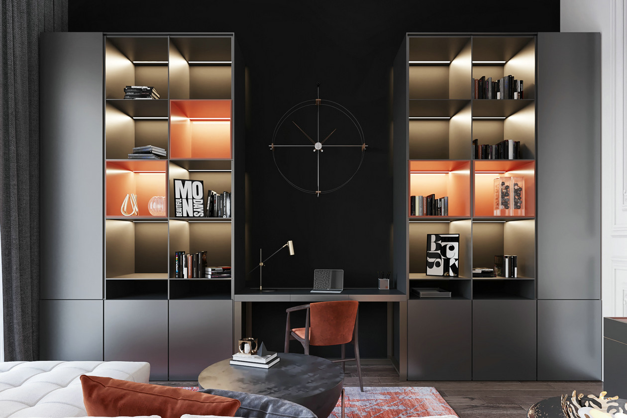 莫斯科高级灰橙色空间设计-68