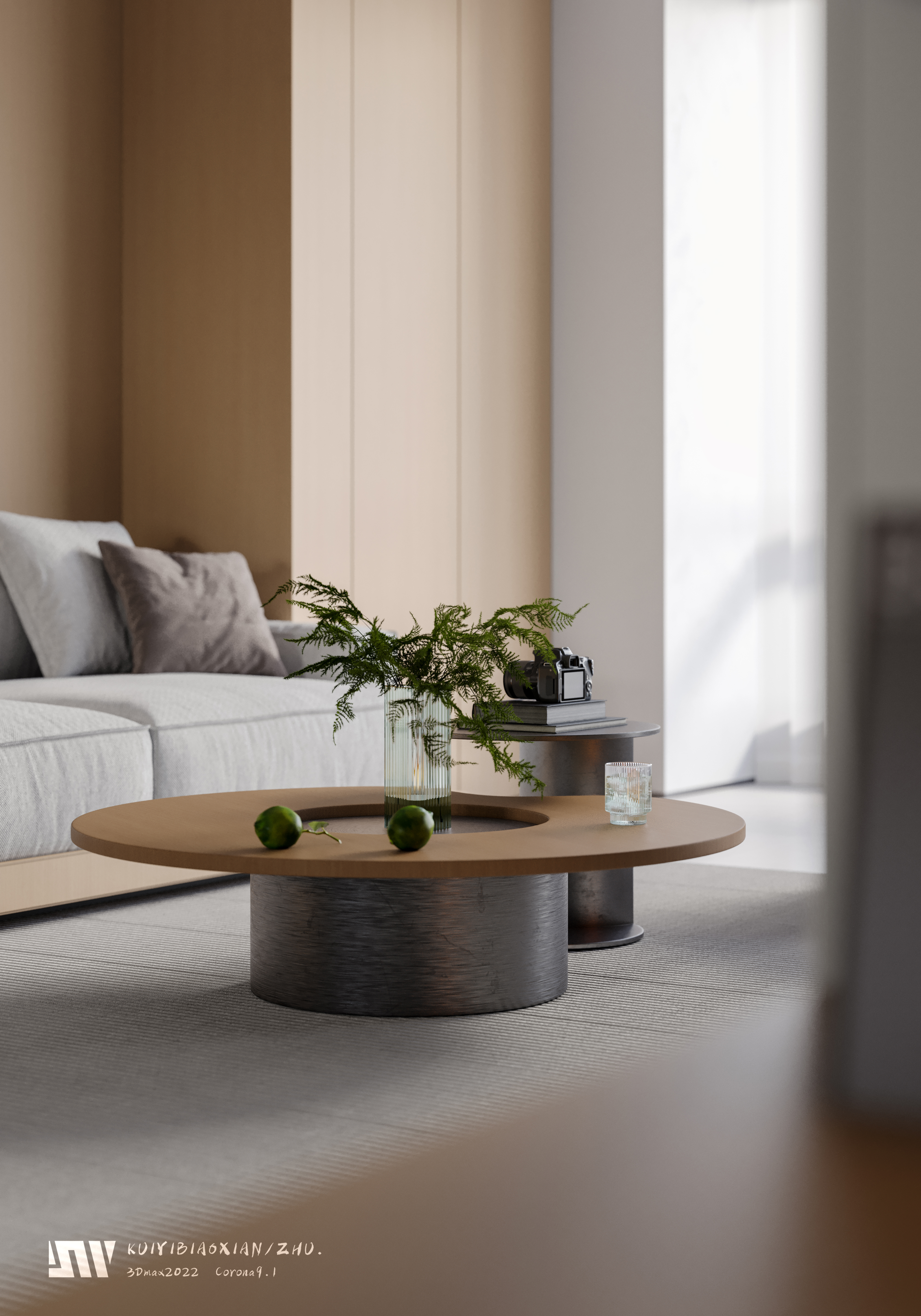 一套现代简约客厅效果图-5