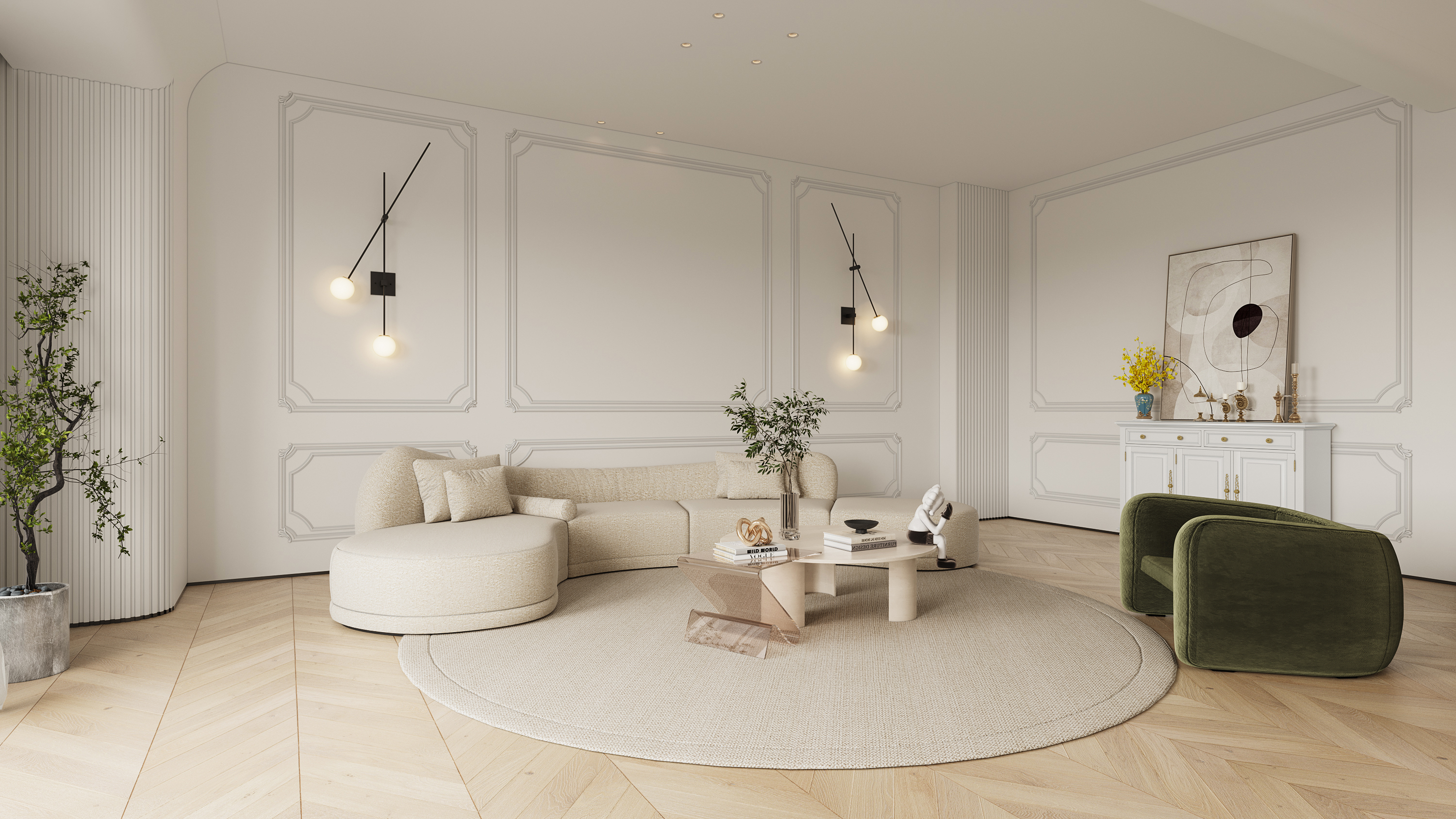 温馨治愈 抹茶味的奶油轻法式装修-3