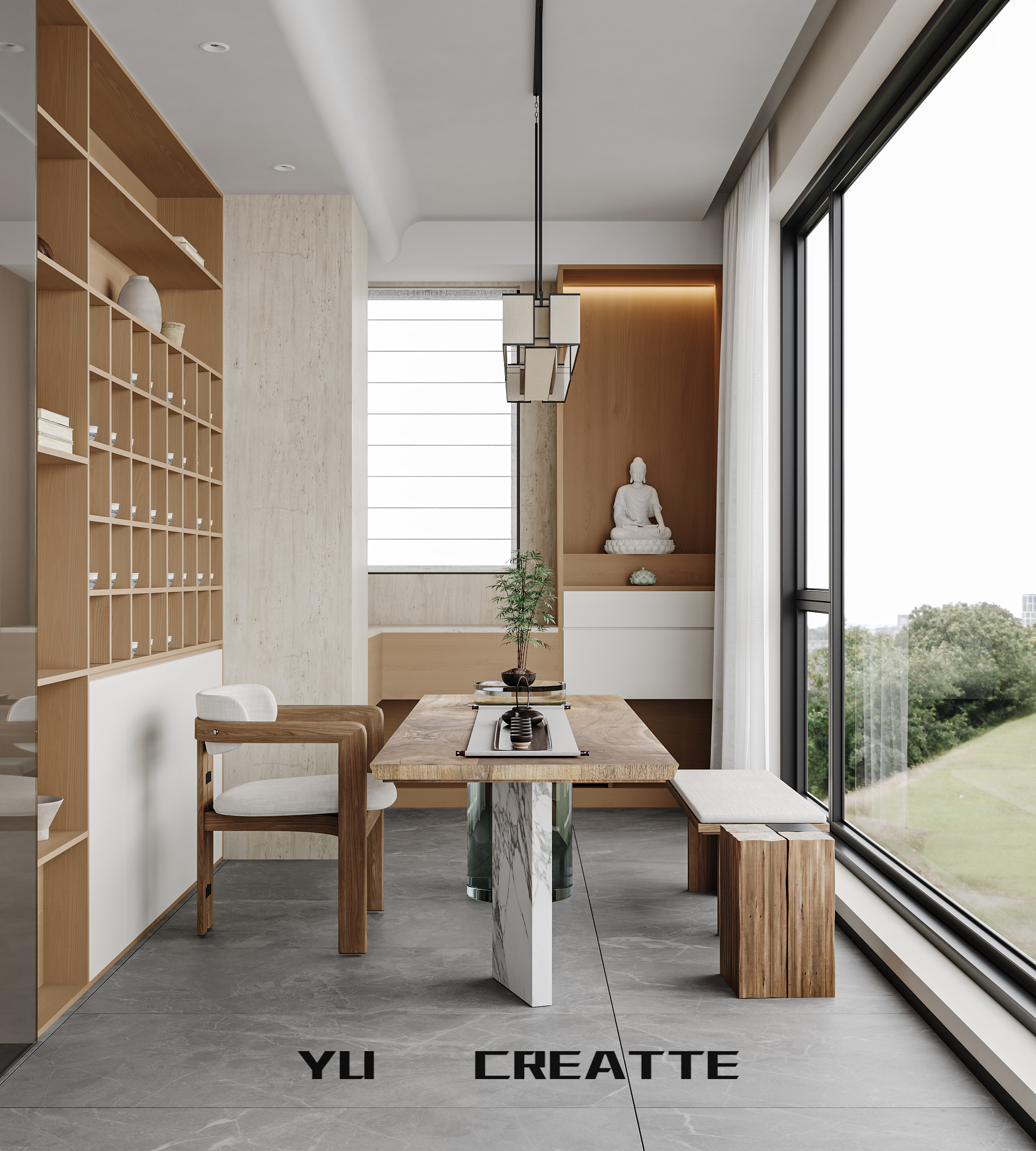 现代原木风客餐厅主人房丨近期表现-5