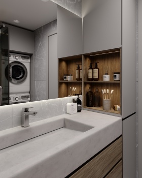 Bathroom design / Дизайн санвузла у сірих тонах