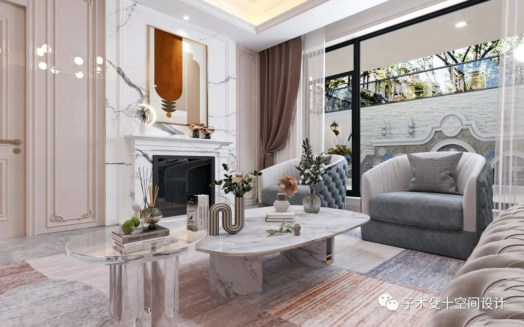法式轻奢海城别墅丨子木殳十空间设计-35