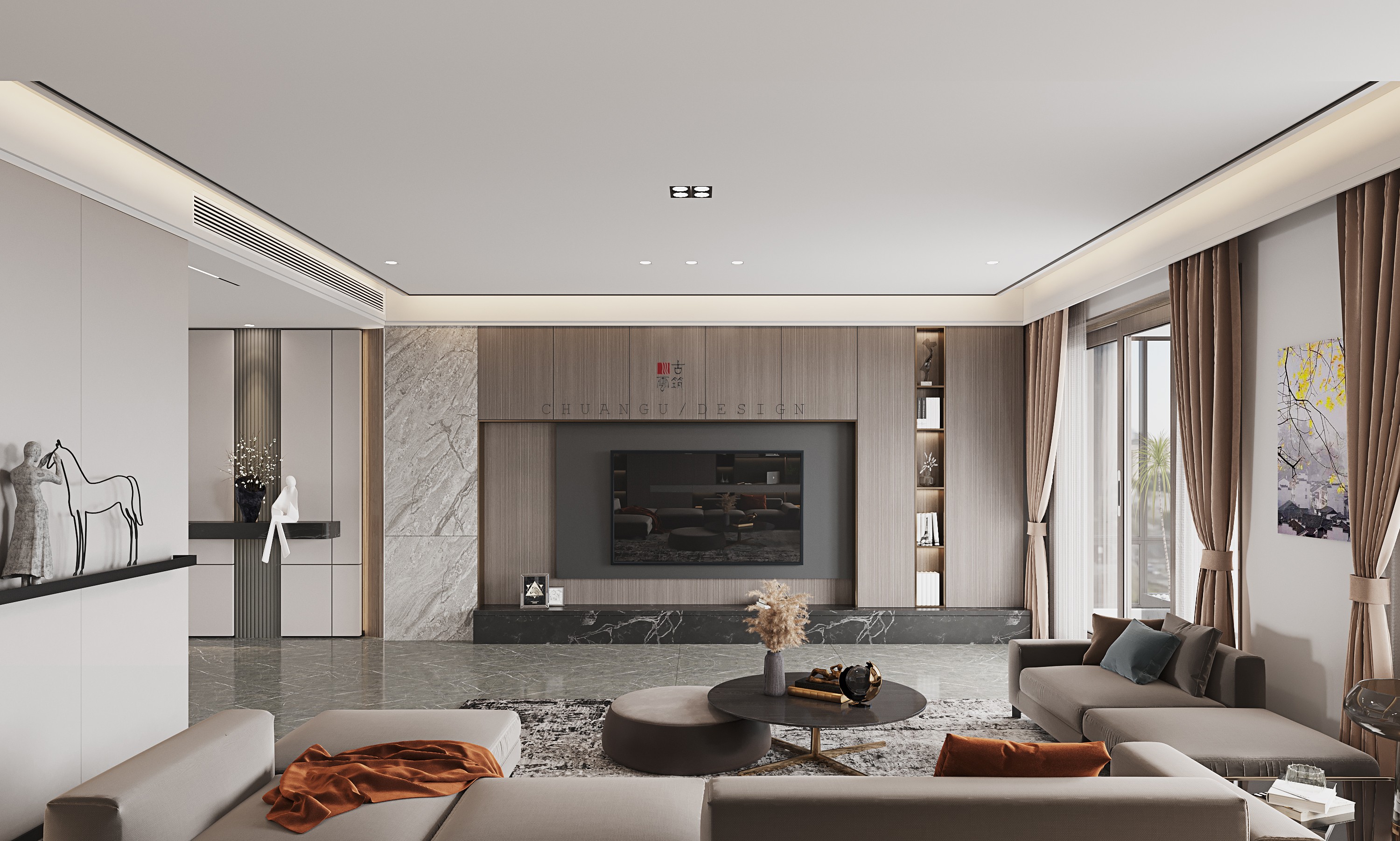 川古云筑丨现代无主灯大平层案例丨中国郑州丨川古云筑空间设计-7