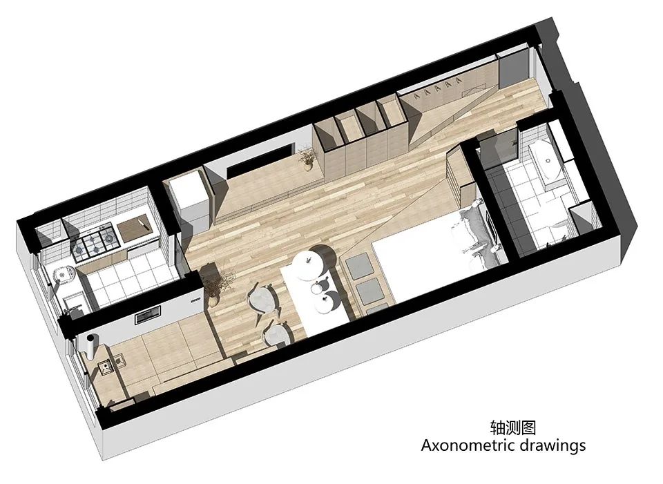 34㎡迷你小宅，斜线切出来的静谧原木居室！-8