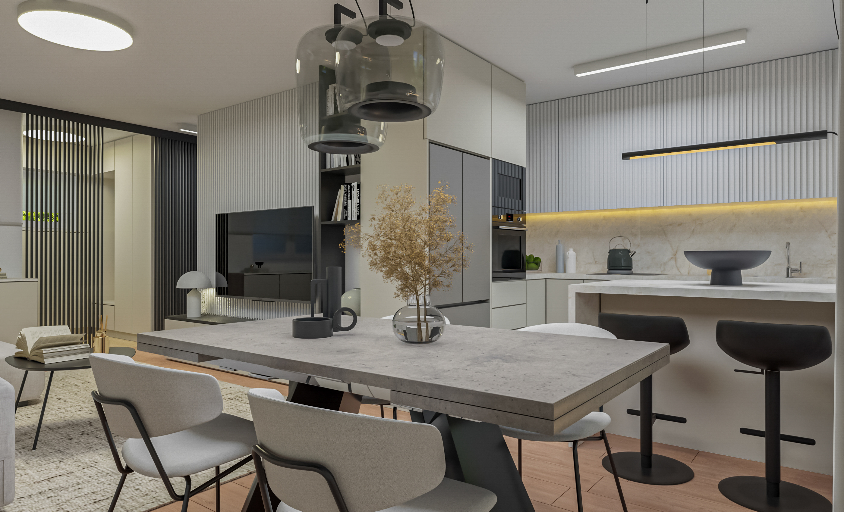 Living and Kitchen. Studio apartment-1