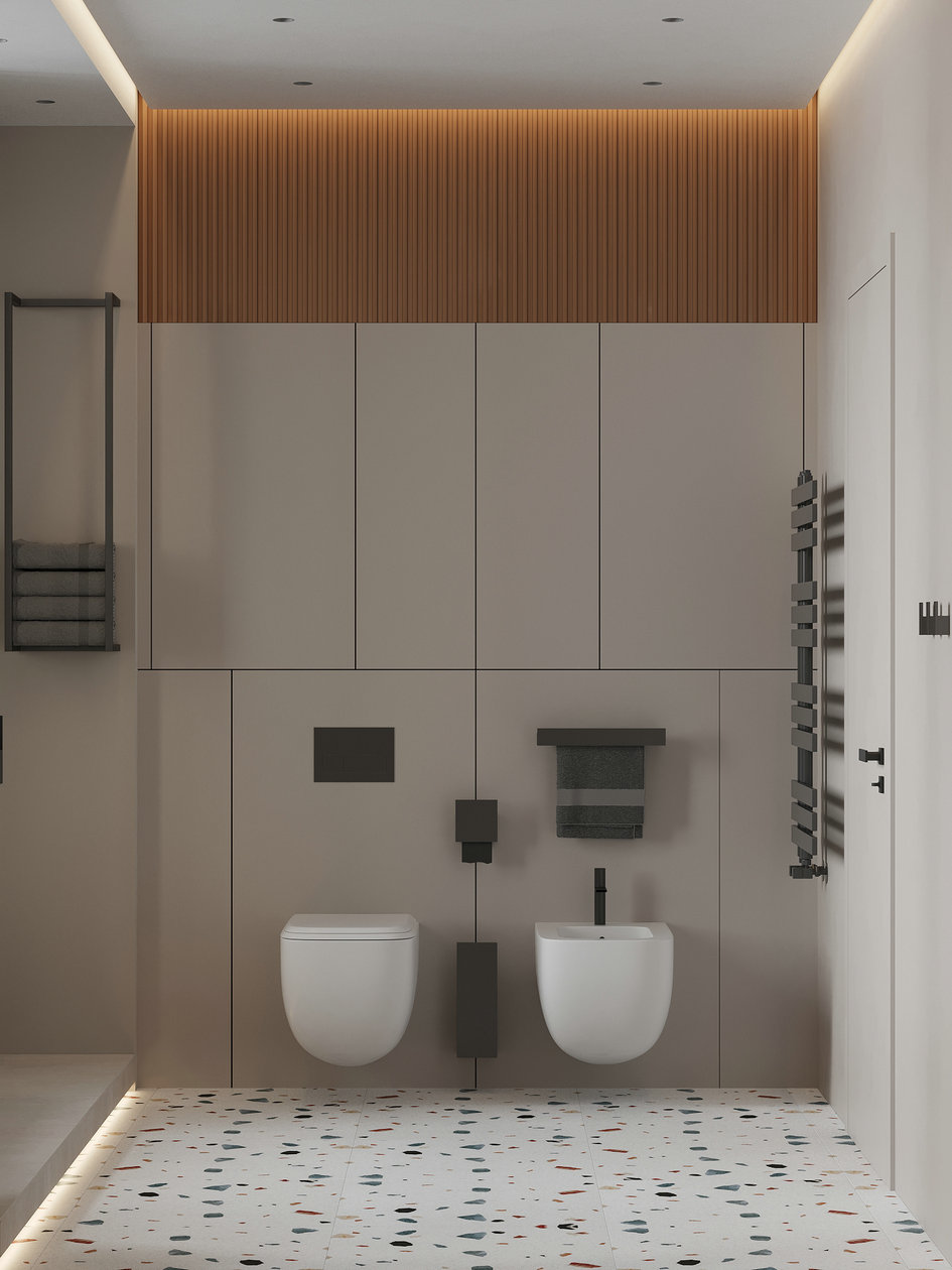 胡桃木与黄色打造的优雅空间-46