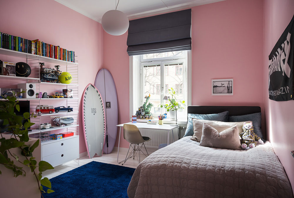 斯德哥尔摩橄榄绿公寓,冲浪板成独特装饰-30