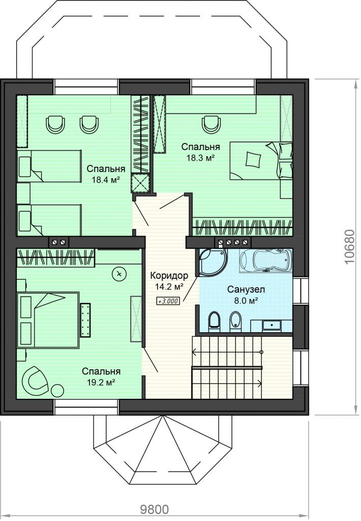 Проект двухэтажного дома «КД-33» - Antei.by-12
