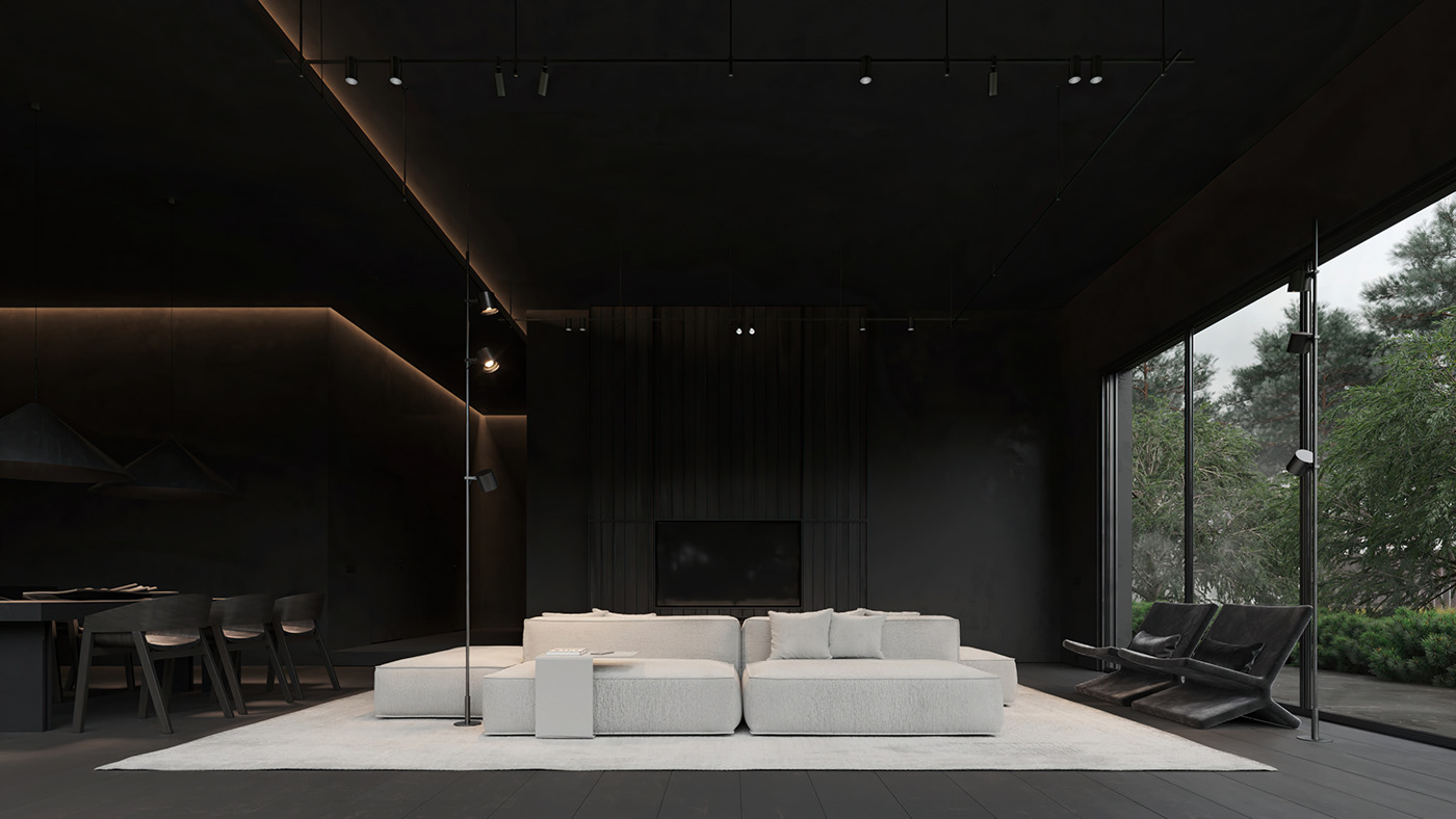 高级黑 极简别墅设计！-1