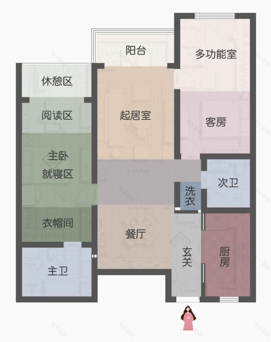 绿意复古,108㎡二手房变身温馨美宅-13