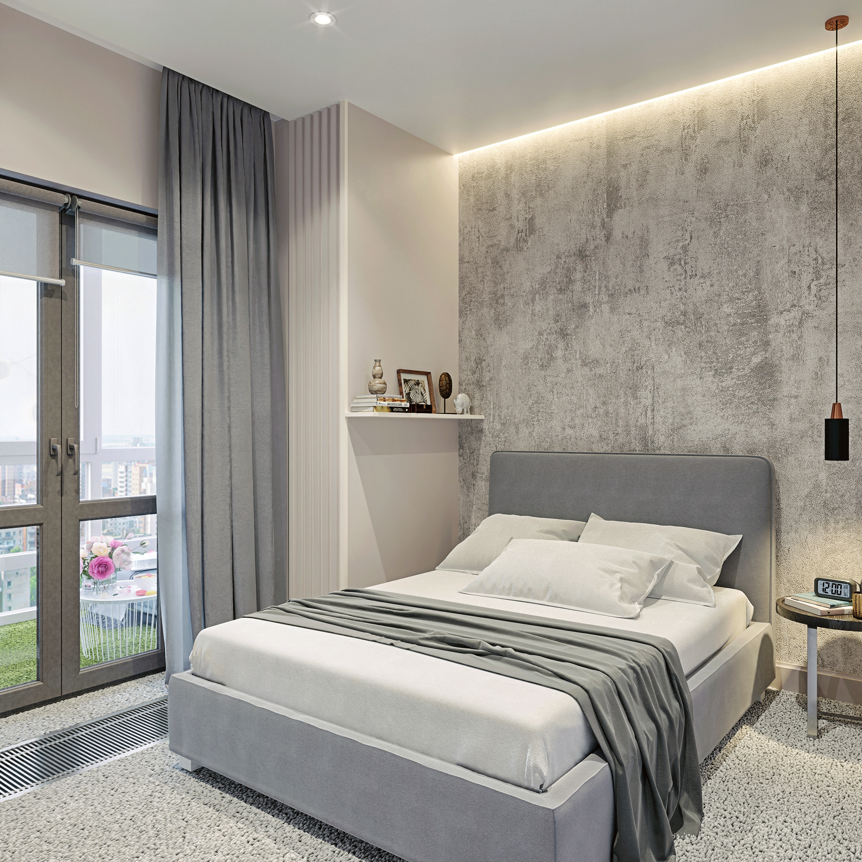 Визуализация спальни с балконом.-3