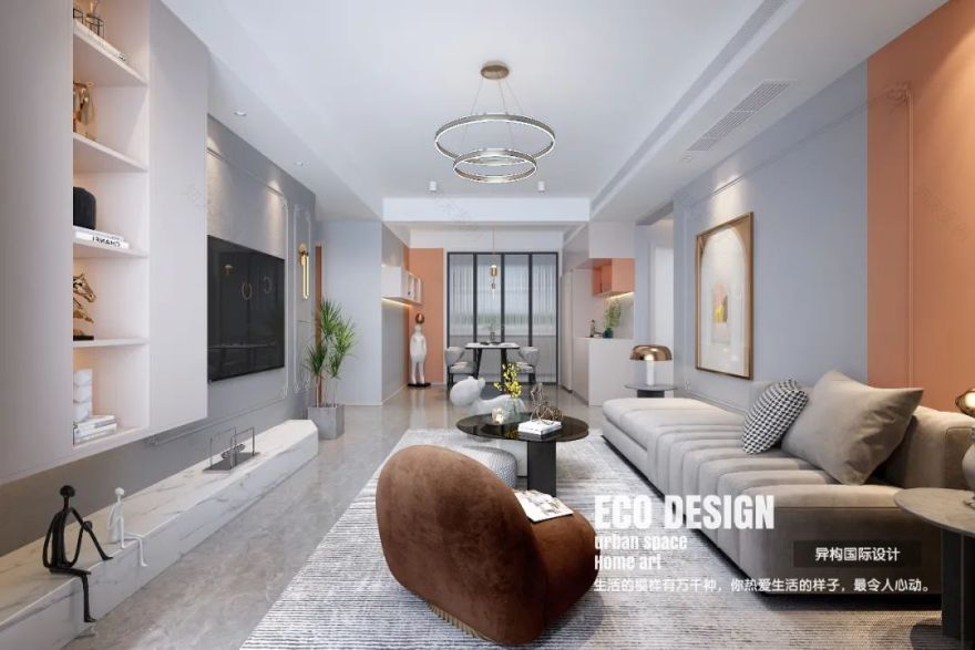 暖色调轻奢空间 | 西安亿润花园三室两厅设计案例-100