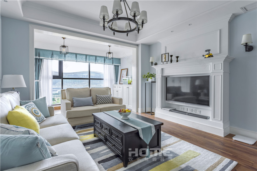 两江国际 126 平美式小清新,Tiffany 蓝打造浪漫梦境-1