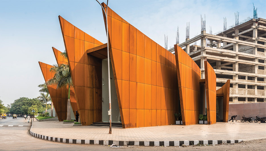 考顿钢墙屏张左右的新月状办公楼-1