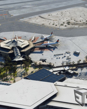 3D modeling of Palm Springs Airport for flight sim