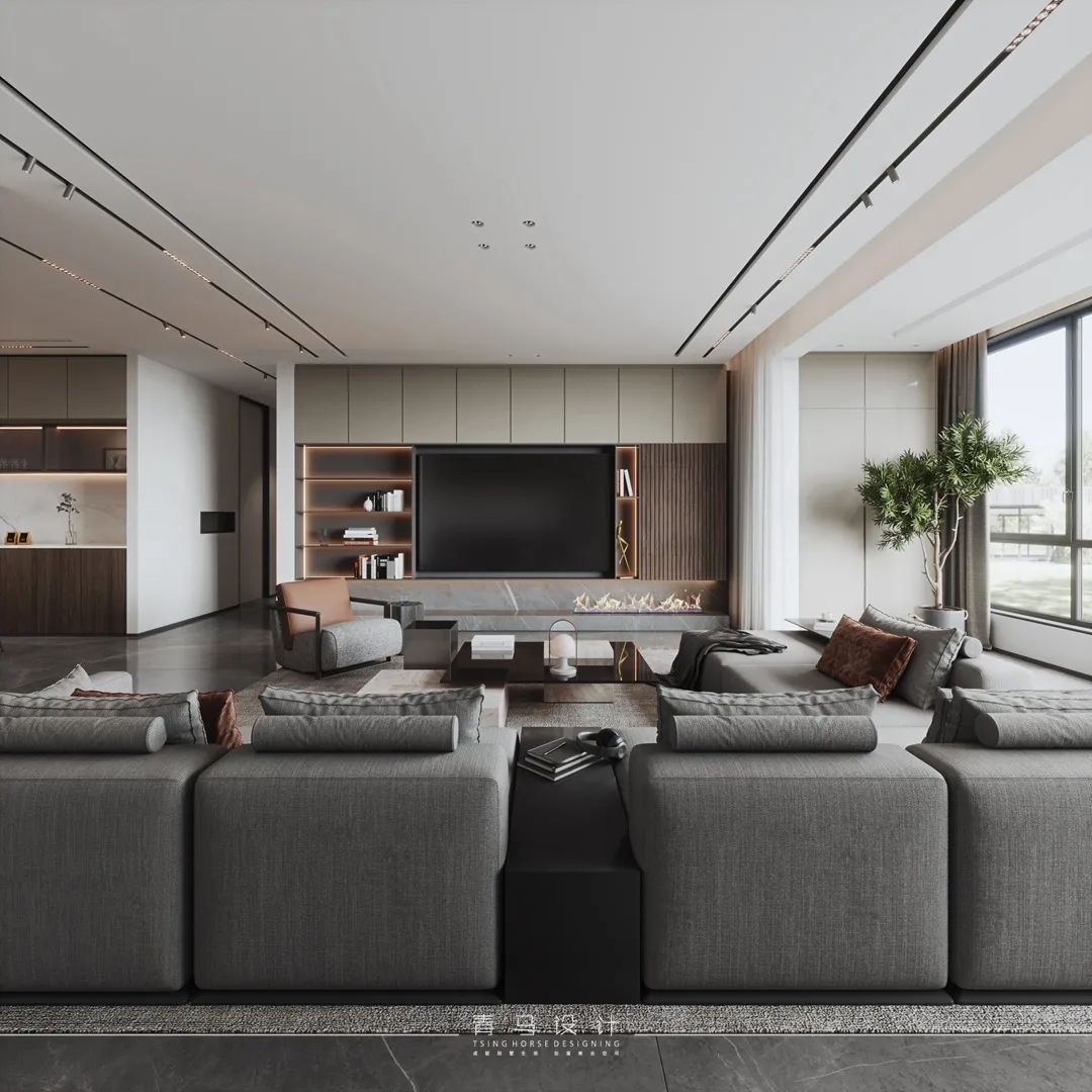 意式极简风打造龙湖景粼天序自由贵气空间丨青马别墅空间设计-38