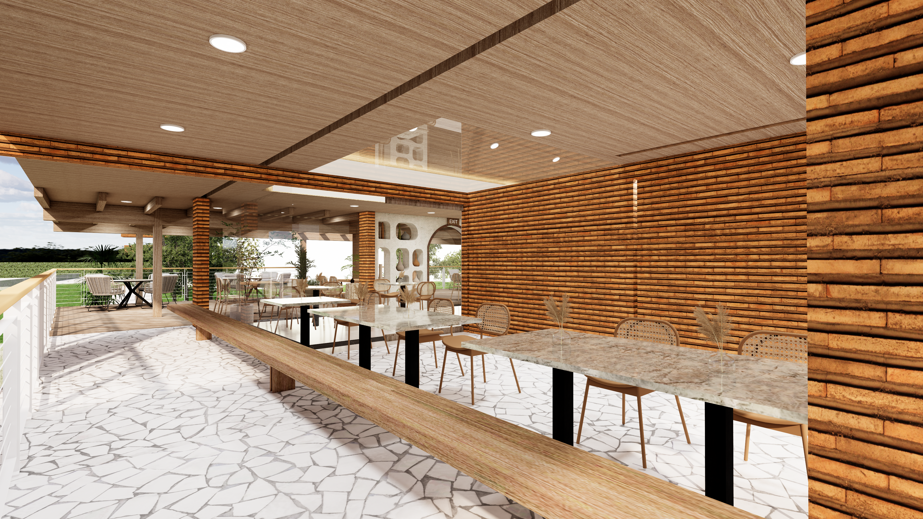 Restaurant design, indoor and outdoor dining area-5