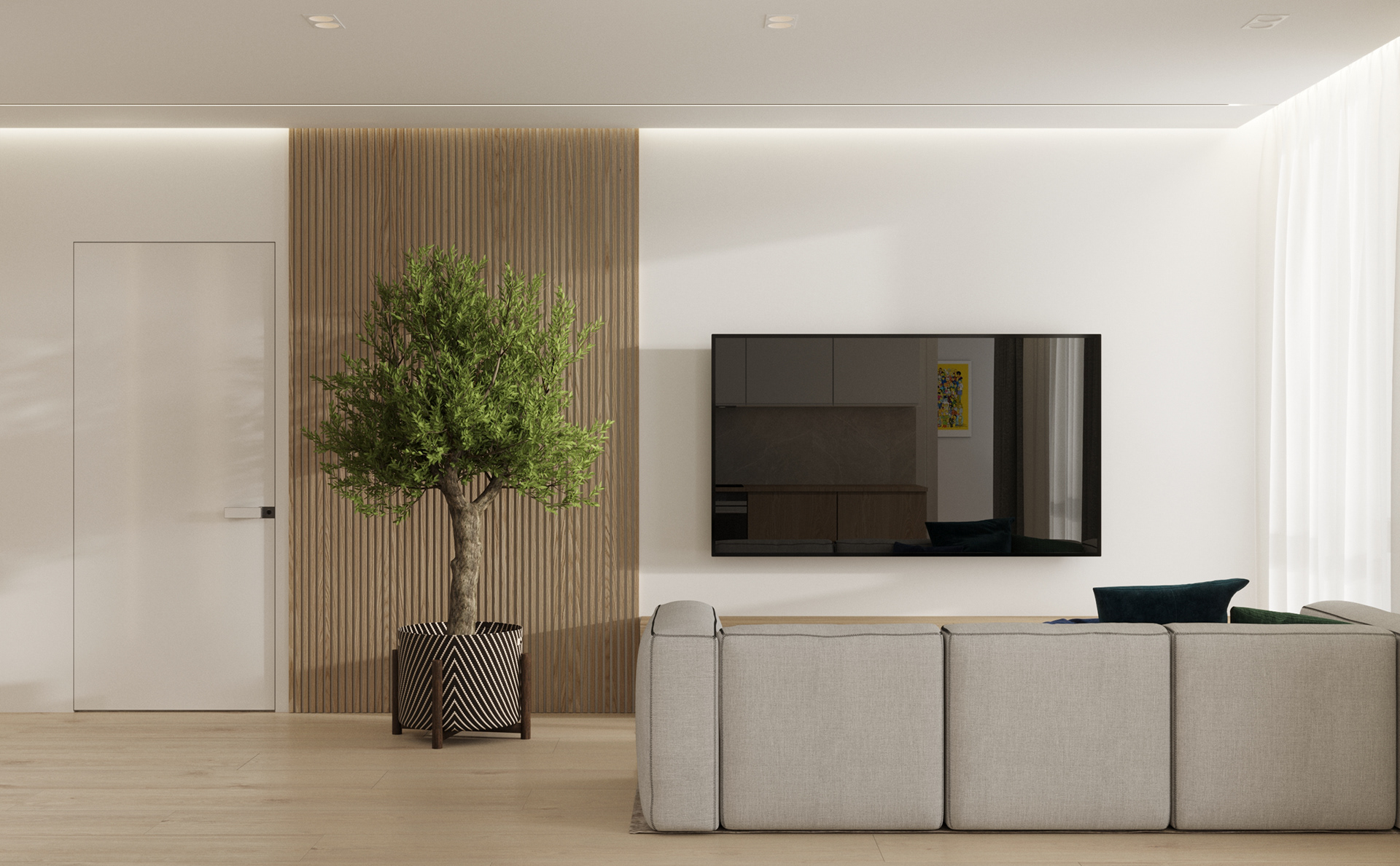 113㎡原木与高级灰 打造出精致舒适的住宅-2