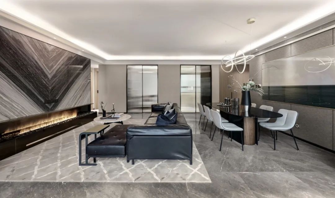 烟台万科翡翠长安样板间 | 抹茶色遇见黑灰色，简约至美-68