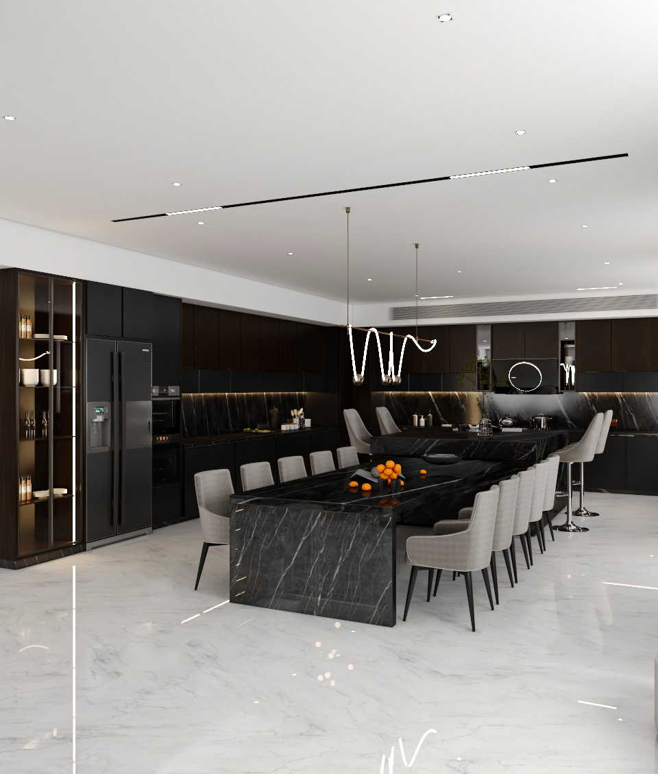 Living room with luxurious kitchen-7