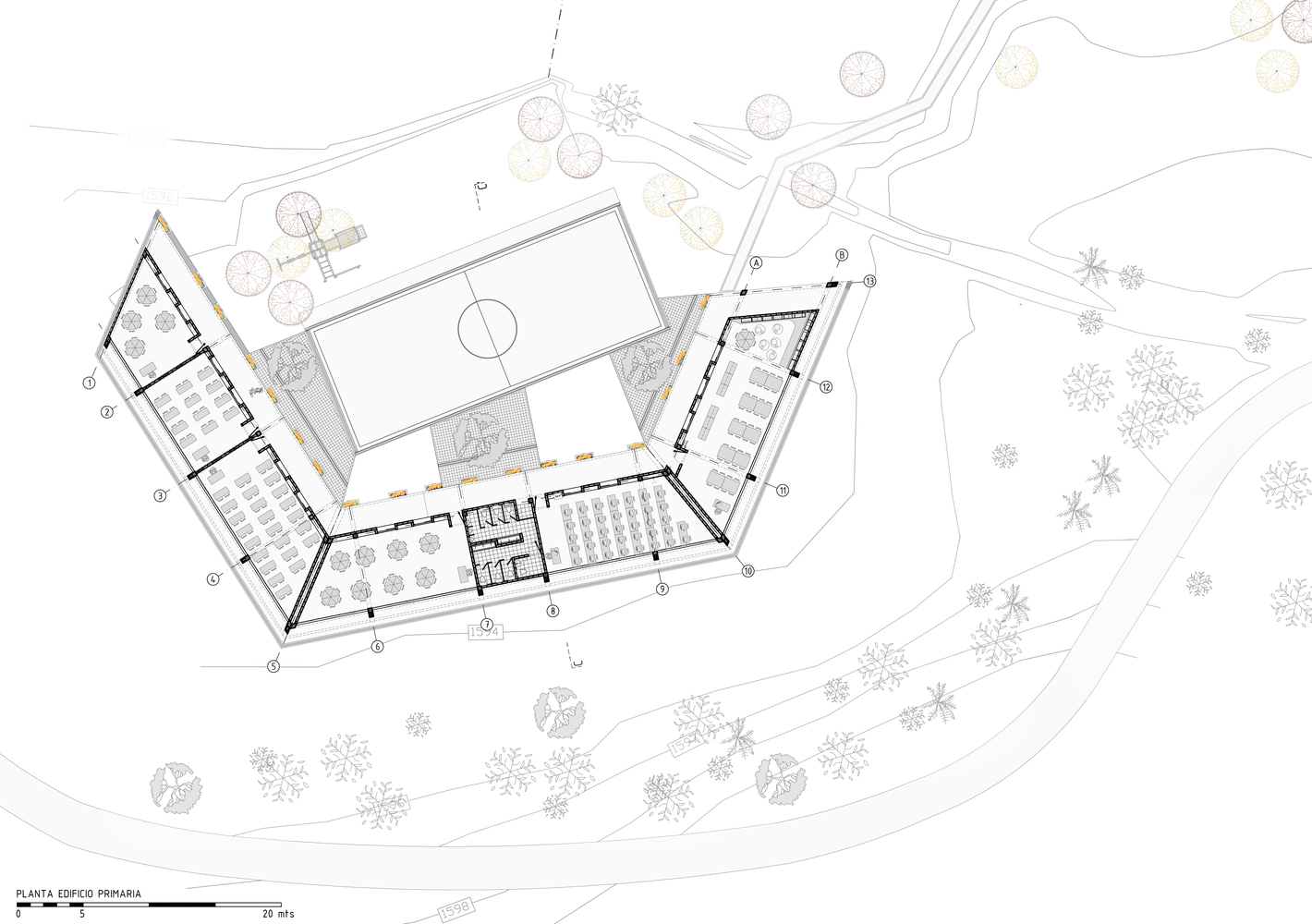 哥伦比亚 Miguel Valencia 学校,双建筑围合景观-40