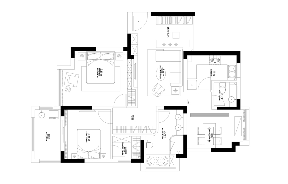 巫小伟丨苏州鑫苑国际130平公寓--现代风格-20