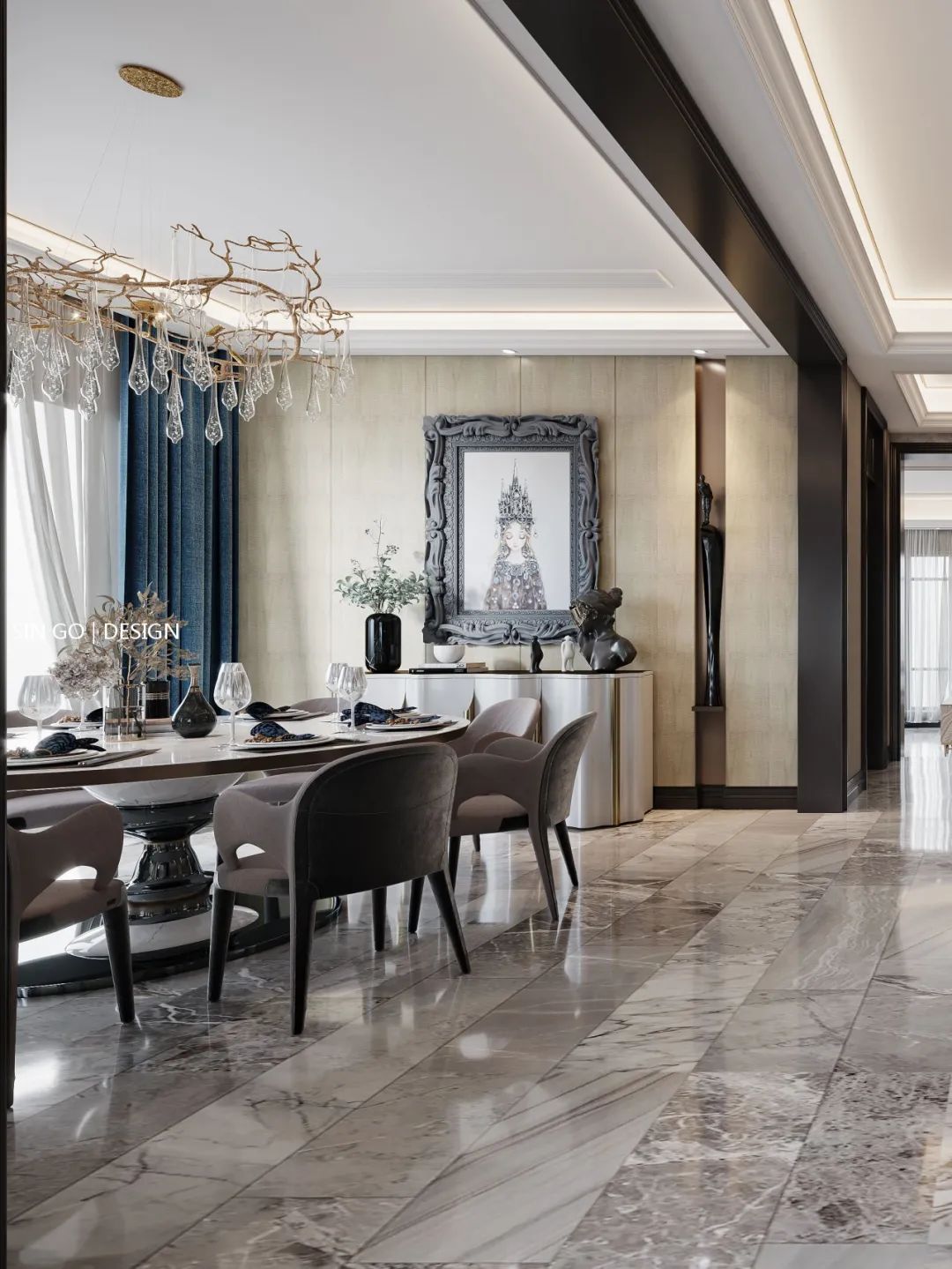 南京•复地朗香 650㎡混搭风别墅设计,现代轻奢质感与法式浪漫的完美融合-31