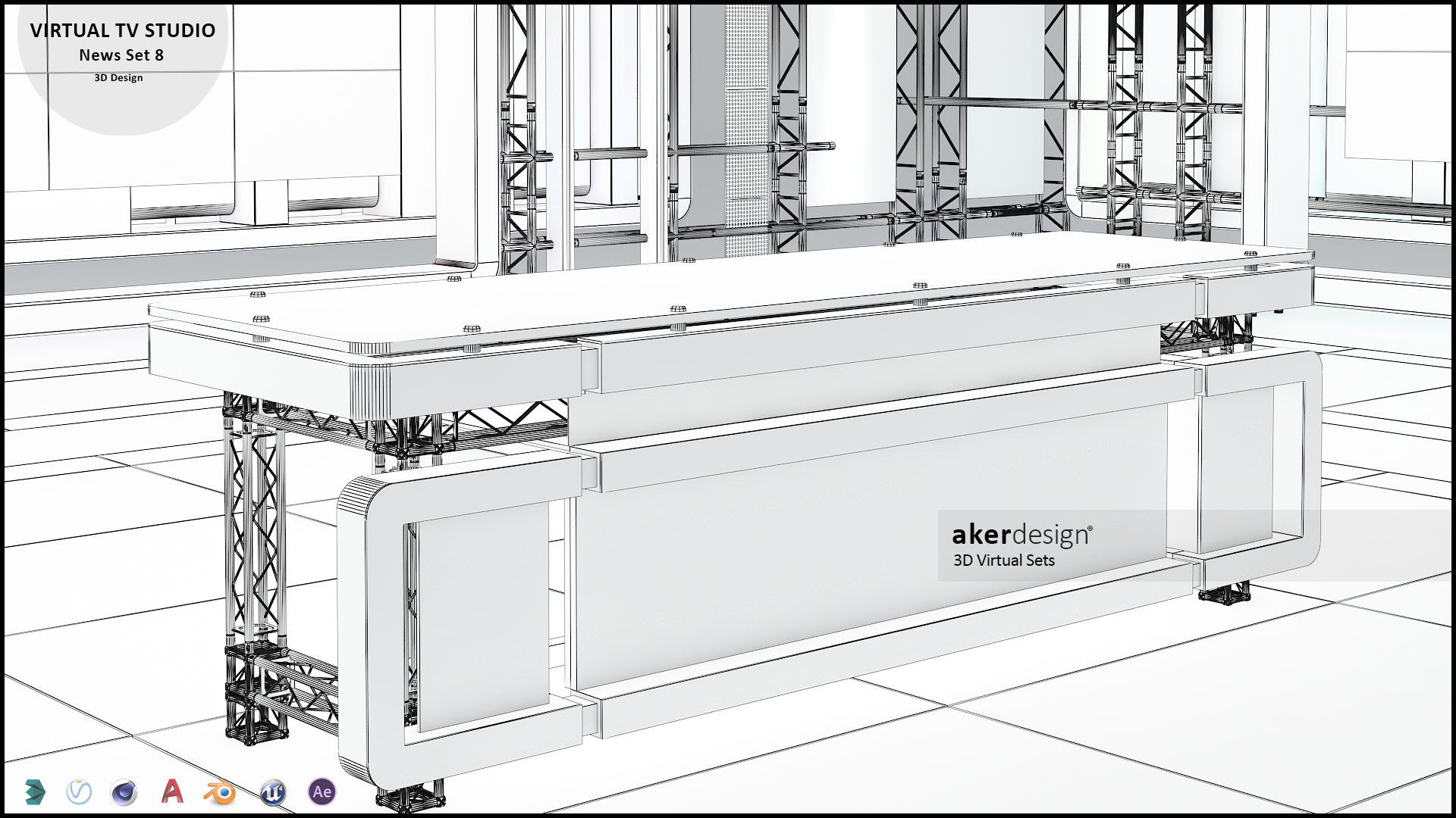 虚拟电视演播室新闻布景 8-15