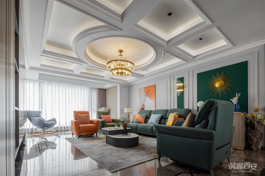 铜川荣耀壹品 · 撞色美式大平层设计丨中国铜川丨力创设计工作室-20