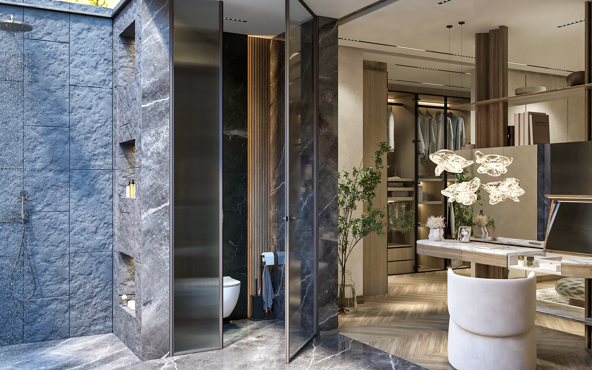 开罗主卧及开放式浴室与全景浴缸设计丨埃及开罗-9