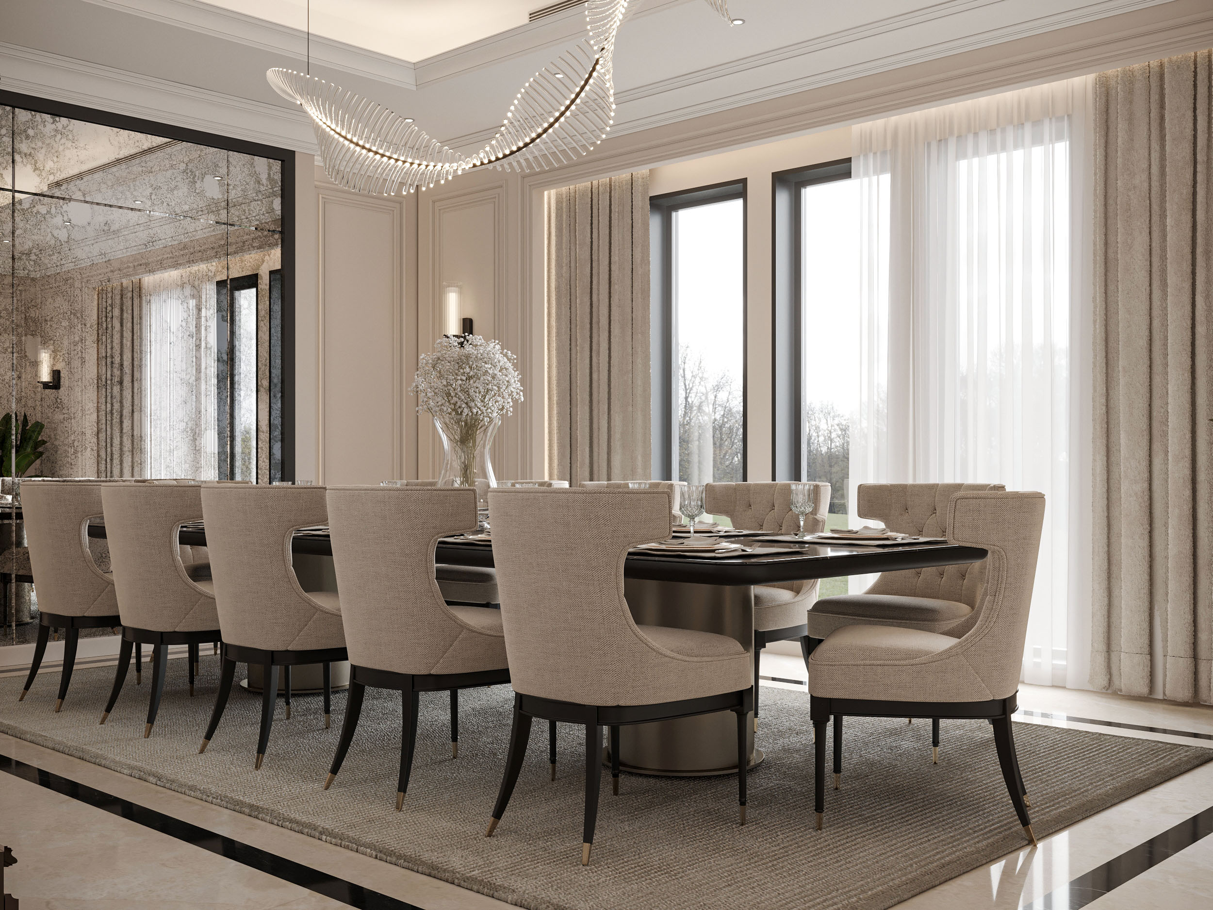 "Timeless Elegance: New Classic Style Simplex Villa"-21