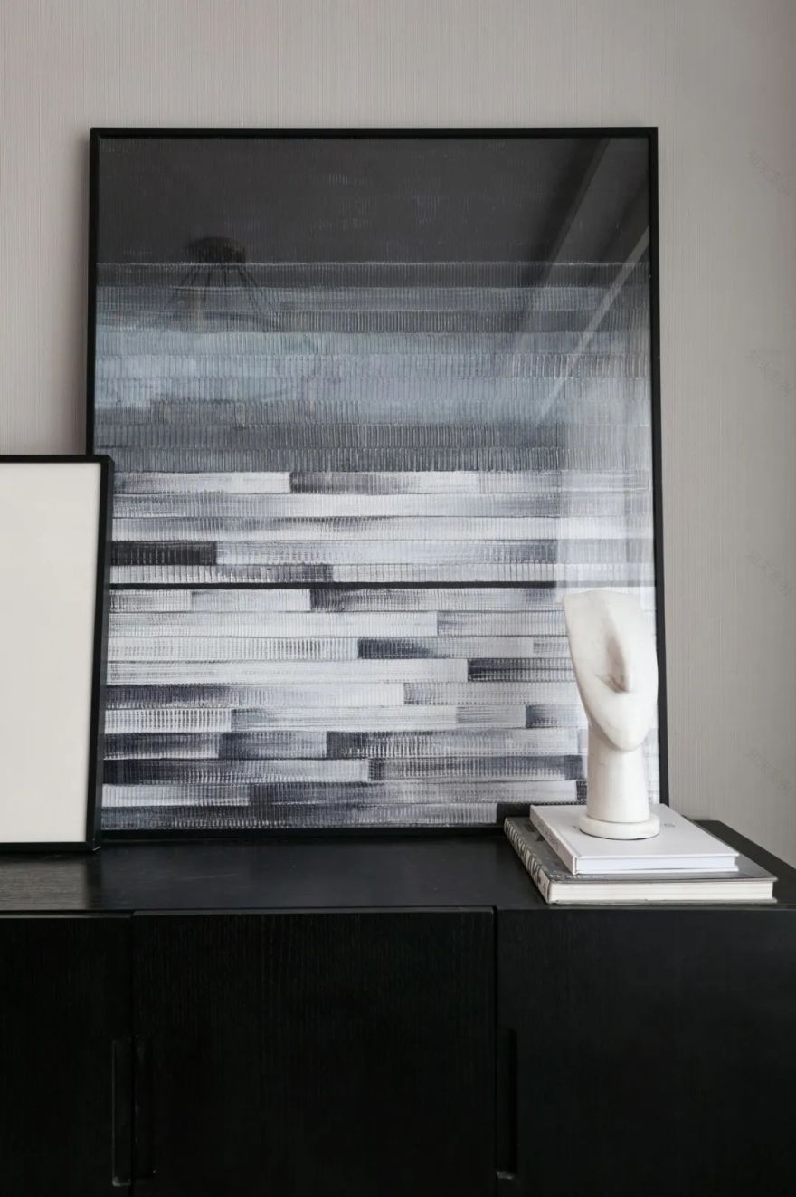 烟台万科翡翠长安样板间 | 抹茶色遇见黑灰色,简约至美-86