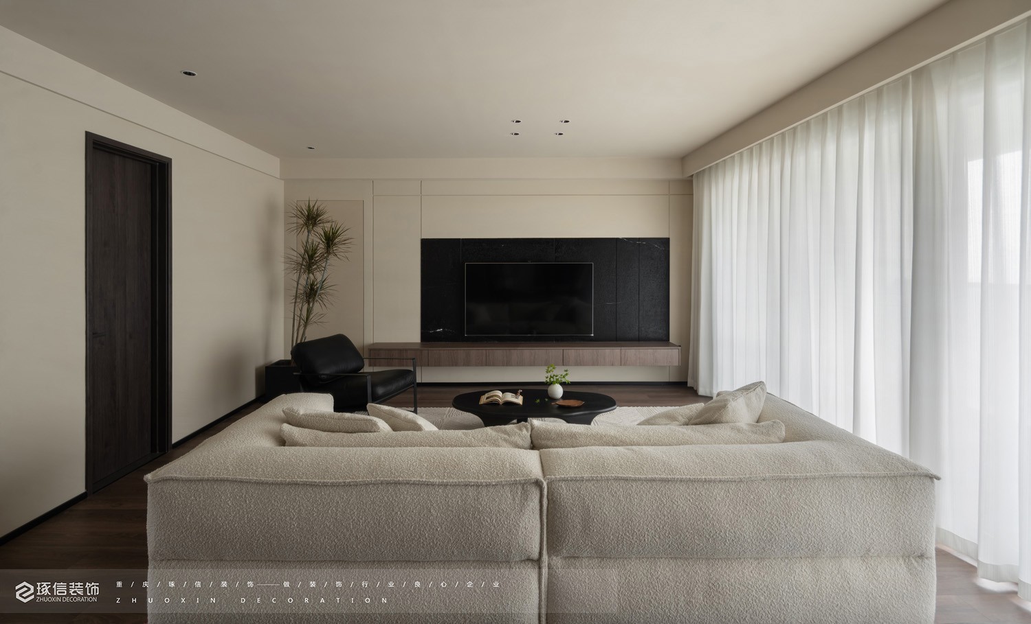 110 平简约现代风舒适空间丨琢信装饰-7