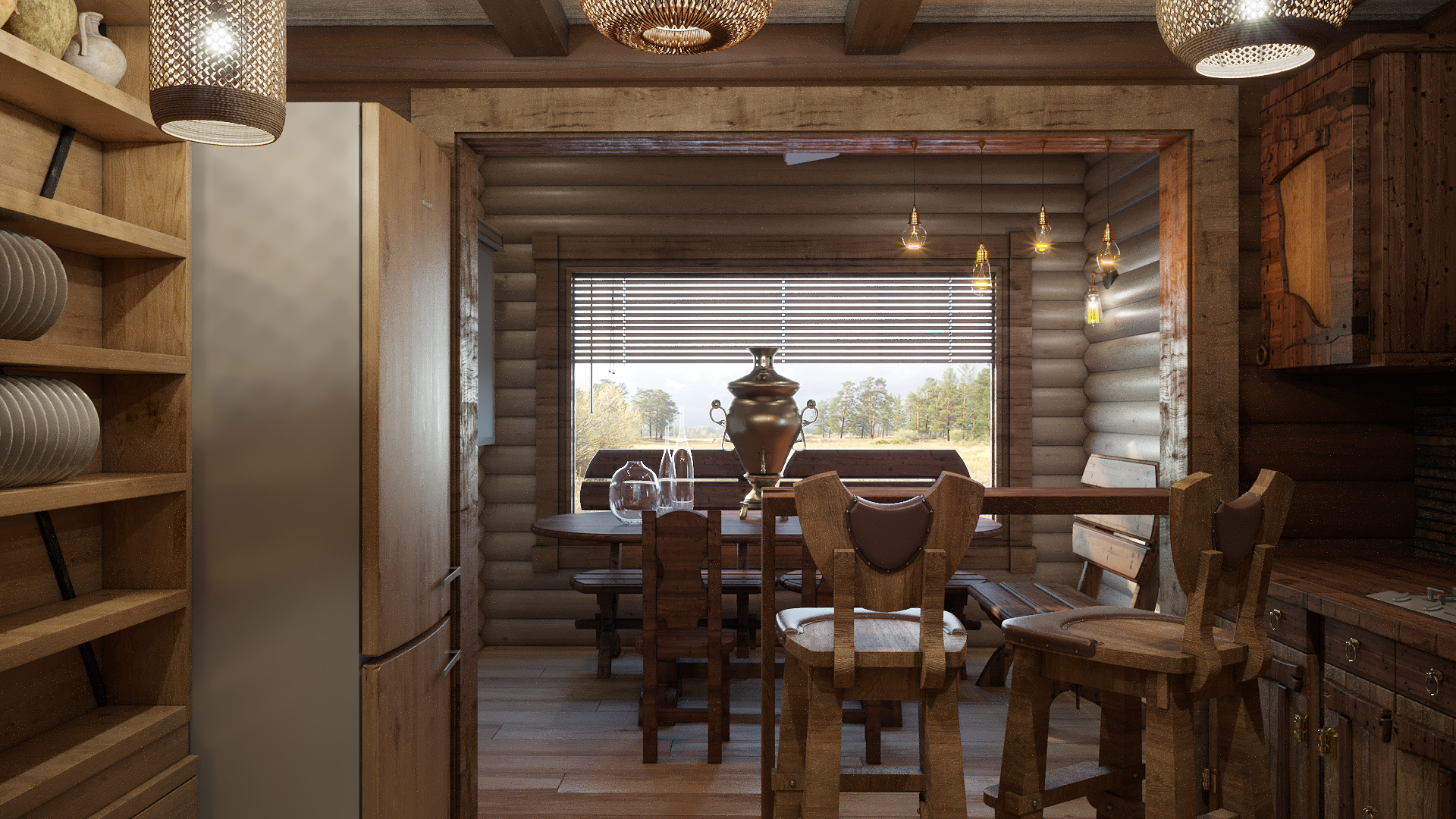 Варианты интерьера в срубе.-43