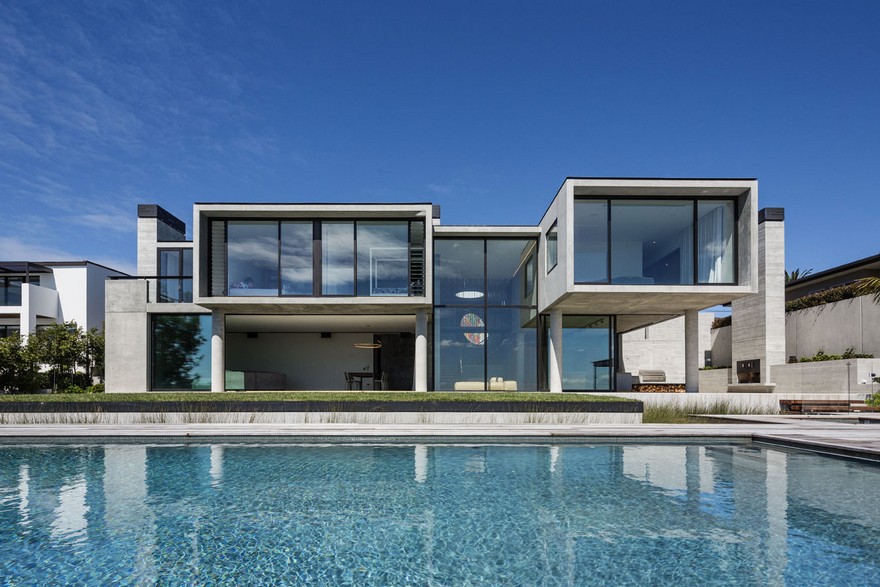 Massive Concrete Home on a Cliff Above Hobson Bay-27