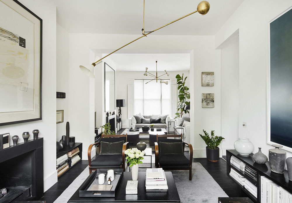 伦敦时尚黑白风格维多利亚式联排别墅-5
