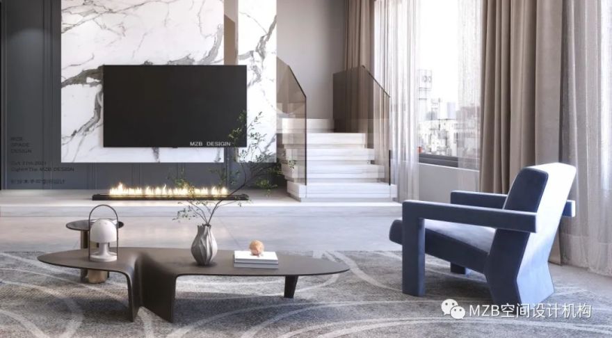 蓝色治愈空间 · 现代轻奢风格的建发央著项目丨MZB 空间设计机构-24
