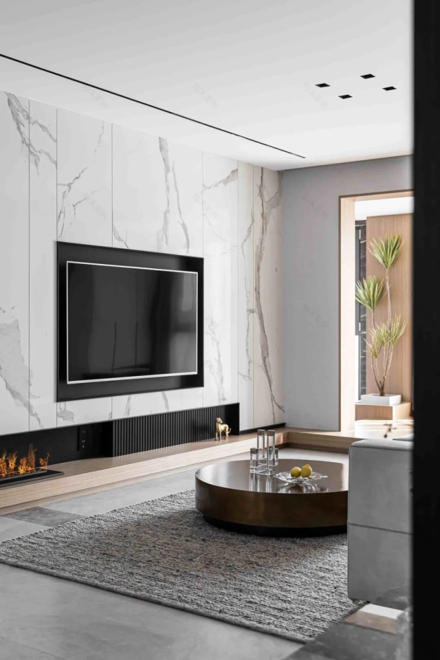 大理石+原木,80后业主的现代风四居室 | 花漾美作-50