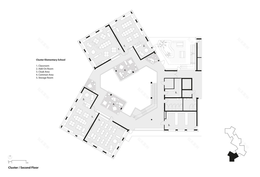 学生和老师的家风车式放射状幼儿园兼小学设计丨戈者设计-16