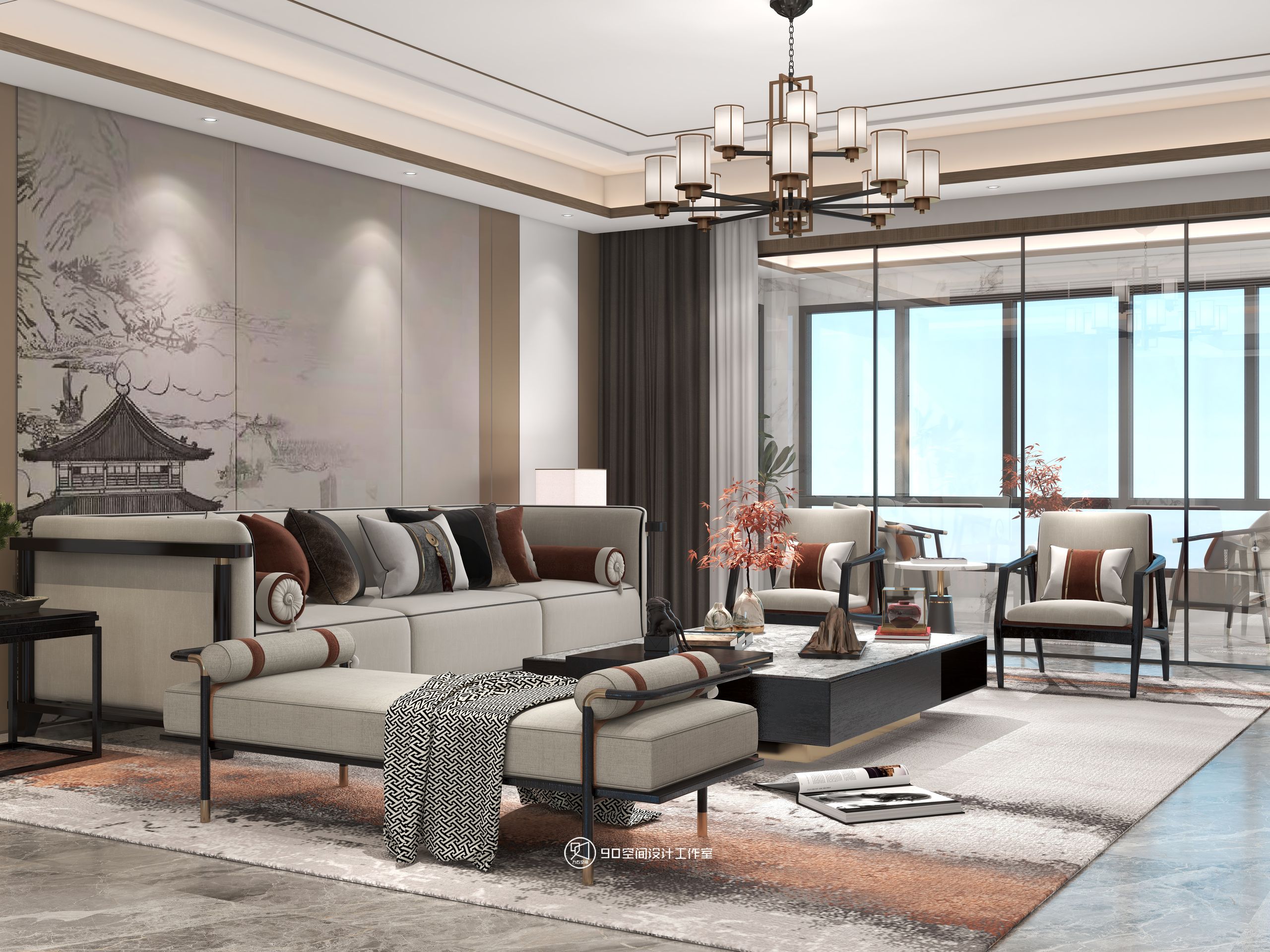 西楼别序新中式风格丨90 空间设计-7