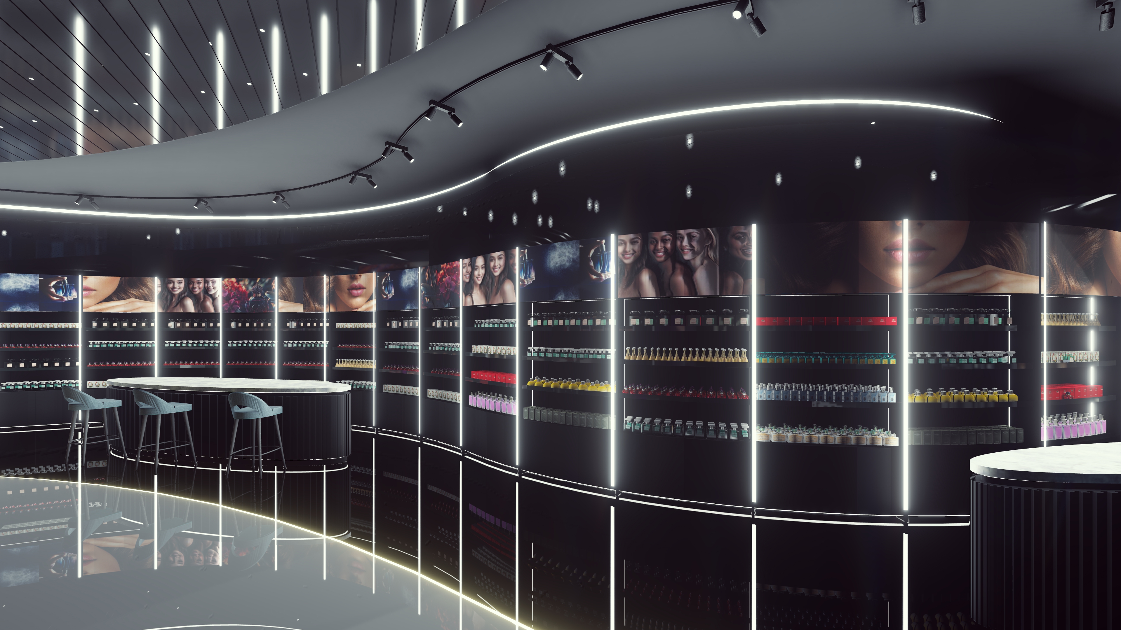 Futuristic Cosmetic Store Interior Design-1