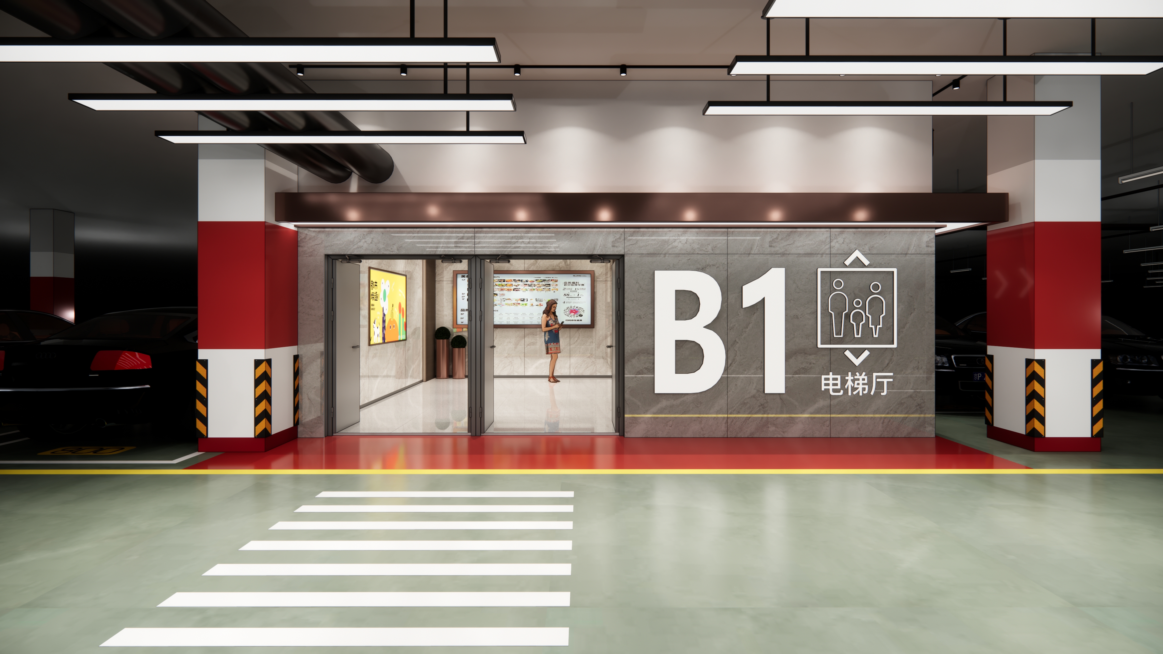 商场综合体地下室电梯厅设计-8